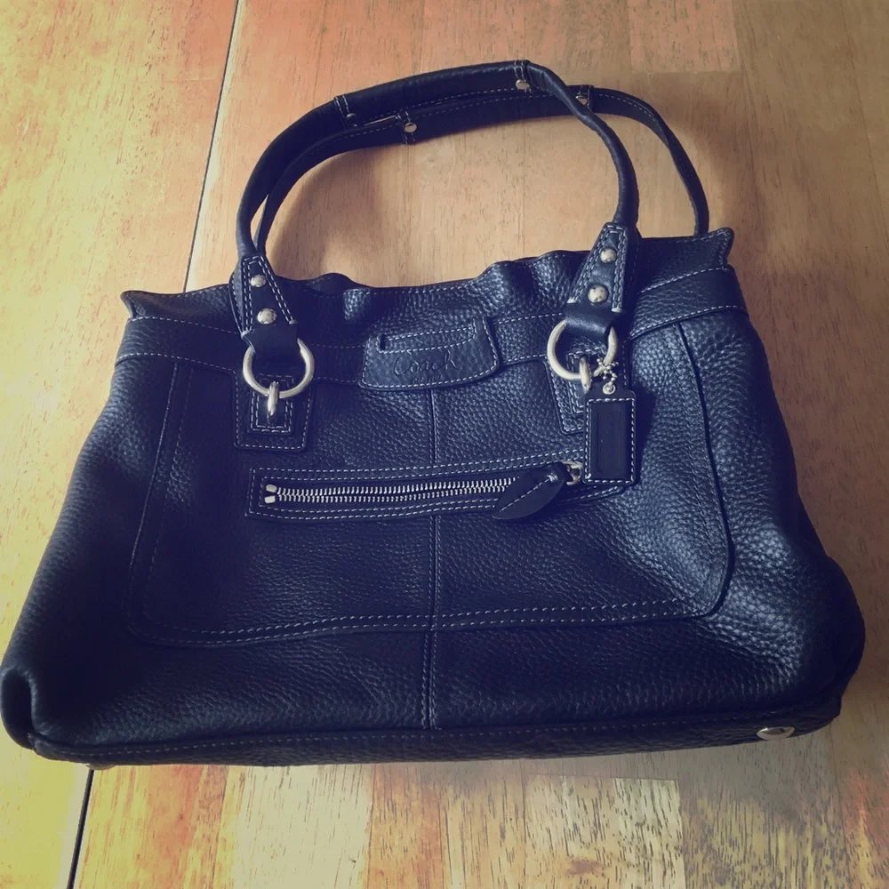 Coach black pebble leather hand bag Penelope - Picture 1 of 8
